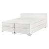 Cama Continental Doble 140 X 200 Cm Tapizada En Piel Sintética Blanca Con Colchón De Muelles Embolsados President - Blanco