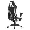 Silla De Juegos De Piel Sintética Negra Con Reposabrazos Ajustables Reclinables Blancos Soporte Lumbar Cojín Reposacabezas Gamer - Negro