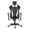 Silla De Juegos De Piel Sintética Negra Con Reposabrazos Ajustables Reclinables Blancos Soporte Lumbar Cojín Reposacabezas Gamer - Negro