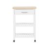 Carrito De Cocina De Mdf Madera De Caucho Blanco 58 X 40 X 85 Cm Ruedas 2 Baldas 1 Cajón Botellero Hiuma - Blanco