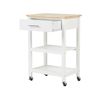 Carrito De Cocina De Mdf Madera De Caucho Blanco 58 X 40 X 85 Cm Ruedas 2 Baldas 1 Cajón Botellero Hiuma - Blanco