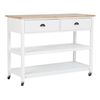 Carrito De Cocina Blanco Encimera Madera Clara 2 Estantes 2 Cajones Para Cubiertos Ruedas Estilo Moderno Escandinavo Navarino - Blanco