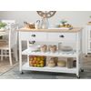 Carrito De Cocina Blanco Encimera Madera Clara 2 Estantes 2 Cajones Para Cubiertos Ruedas Estilo Moderno Escandinavo Navarino - Blanco