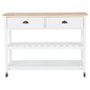 Carrito De Cocina Blanco Encimera Madera Clara 2 Estantes 2 Cajones Para Cubiertos Ruedas Estilo Moderno Escandinavo Navarino - Blanco