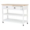 Carrito De Cocina Blanco Encimera Madera Clara 2 Estantes 2 Cajones Para Cubiertos Ruedas Estilo Moderno Escandinavo Navarino - Blanco