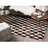 Alfombra De Piel De Vacuno Patchwork Marrón Rectangular 140 X 200 Cm Patrón 3d Hecha A Mano Alpkoy - Negro