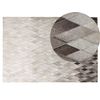 Alfombra De Piel Blanca Y Gris 140 X 200 Cm Moderna Patchwork Hecha A Mano Maldan - Beige