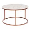 Mesa De Centro Efecto Mármol De Metal Beige Cobrizo 70 Cm Tablero Mdf Coral - Rosa Dorado