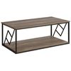 Mesa De Centro Con Tablero De Madera Oscura Estructura De Metal Negro 120 X 60 Cm Sala De Estar Industrial Moderna Forres - Madera Oscura