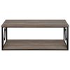 Mesa De Centro Con Tablero De Madera Oscura Estructura De Metal Negro 120 X 60 Cm Sala De Estar Industrial Moderna Forres - Madera Oscura