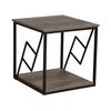 Mesa Auxiliar Con Tablero De Madera Oscura Marco De Metal Negro 56 X 56 Cm Cuadrada Sala De Estar Industrial Moderna Forres - Madera Oscura