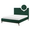 Cama Con Somier De Terciopelo Verde Oscuro Madera Oscura 140 X 200 Cm Acolchado Bayonne - Verde