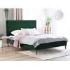 Cama Con Somier De Terciopelo Verde Oscuro Madera Oscura 140 X 200 Cm Acolchado Bayonne - Verde