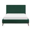 Cama Con Somier De Terciopelo Verde Oscuro Madera Oscura 140 X 200 Cm Acolchado Bayonne - Verde