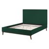 Cama Con Somier De Terciopelo Verde Oscuro Madera Oscura 140 X 200 Cm Acolchado Bayonne - Verde