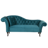 Chaise Longue De Terciopelo Azul Izquierdo Lattes