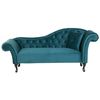 Chaise Longue Tapizado En Terciopelo Azul Acolchado Capitoné Versión Derecha Con Cojín Lattes - Azul