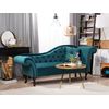 Chaise Longue Tapizado En Terciopelo Azul Acolchado Capitoné Versión Derecha Con Cojín Lattes - Azul