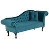 Chaise Longue Tapizado En Terciopelo Azul Acolchado Capitoné Versión Derecha Con Cojín Lattes - Azul