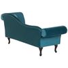 Chaise Longue Tapizado En Terciopelo Azul Acolchado Capitoné Versión Derecha Con Cojín Lattes - Azul