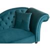 Chaise Longue Tapizado En Terciopelo Azul Acolchado Capitoné Versión Derecha Con Cojín Lattes - Azul