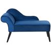 Chaise Longue Tapizado En Tela Azul Cobalto Con Patas De Madera Oscura Estilo Glam Versión Izquierda Biarritz - Azul