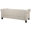 Sofá Chesterfield Tapizado En Tela Beige Patas De Madera Oscura 3 Plazas Estilo Clásico Chesterfield - Beige