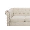 Sofá Chesterfield Tapizado En Tela Beige Patas De Madera Oscura 3 Plazas Estilo Clásico Chesterfield - Beige