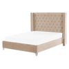 Cama Con Somier De Terciopelo Beige Plateado 160 X 200 Cm Listones Lubbon - Beige