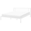 Cama De Metal Blanco Estructura De Láminas Somier 180 X 200 Cm Cabecero Moderno Dormitorio Cusset - Blanco