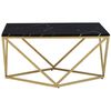 Mesa De Centro Efecto Mármol Negro Dorado 80 X 80 Cm Mdf Jaula Glamour Malibu - Negro