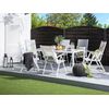 Conjunto De 6 Sillas De Jardín Textil Gris Con Marco De Aluminio Blanco Reclinable Y Plegable Catania - Gris