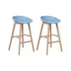 Juego De 2 Taburetes De Bar De Madera Clara Y Asiento De Plástico Azul Claro 85 Cm Silla De Mostrador Micco - Azul