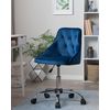 Silla De Oficina De Terciopelo Azul Marino Negro Plateado Giratoria Ajustable Parrish - Azul