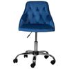 Silla De Oficina De Terciopelo Azul Marino Negro Plateado Giratoria Ajustable Parrish - Azul