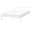 Cama De Metal Blanco Estructura De Láminas Somier 160 X 200 Cm Cabecero Moderno Dormitorio Cusset - Blanco