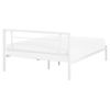 Cama De Metal Blanco Estructura De Láminas Somier 160 X 200 Cm Cabecero Moderno Dormitorio Cusset - Blanco