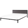 Cama De Metal Negra Con Cabecero Gris Y Somier 180x200 Cm Clamar