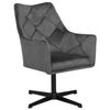 Sillón Giratorio Tapizado En Terciopelo Gris Glamour Acolchado Pata De Metal Negro Vaksala - Gris