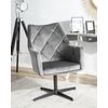 Sillón Giratorio Tapizado En Terciopelo Gris Glamour Acolchado Pata De Metal Negro Vaksala - Gris