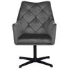 Sillón Giratorio Tapizado En Terciopelo Gris Glamour Acolchado Pata De Metal Negro Vaksala - Gris