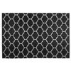 Alfombra Blanco Y Negro Reversible De Material Sintético Patrón De Cuadrifolio 140 X 200 Cm Aladana - Negro