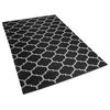 Alfombra Blanco Y Negro Reversible De Material Sintético Patrón De Cuadrifolio 160 X 230 Cm Aladana - Negro