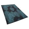 Alfombra De Tela Negro Y Azul 140 X 200 Cm Reversible Exterior Interior Moderno Mezra - Negro