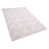 Alfombra Tejida En Poliéster Rosa Y Blanco Patrón De Chevron 140 X 200 Cm Rectangular Konarli - Rosa