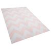 Alfombra Tejida En Poliéster Rosa Y Blanco Patrón De Chevron 160 X 230 Cm Rectangular Konarli - Rosa