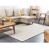 Alfombra Blanco Crema De Lana Con Algodón 160 X 230 Cm Rectangular Tejido A Mano Con Motivos Geométricos Boho Ellek - Blanco