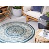 Alfombra Azul De Cáñamo Ø 120 Cm Redonda Tejida A Mano Estilo Oriental Boho Anadere - Azul