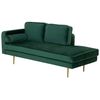 Chaise Longue Tapizado En Terciopelo Verde Esmeralda Versión Izquierda Patas De Metal Diseño Moderno Miramas - Verde