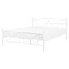 Cama Doble De Metal Blanca 160 X 200 Cm Con Somier Y Respaldo Estilo Retro Rodez - Blanco